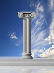 Ancient pillar with blue sky background.