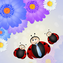 father ladybug on flowers
