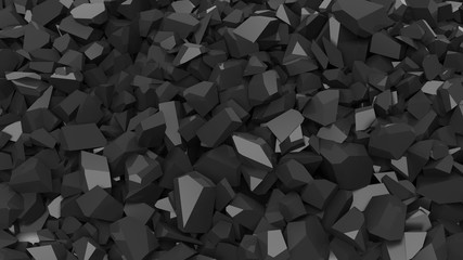 Black pebbles pile abstract background.