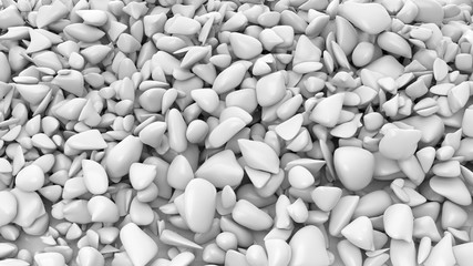 White pebbles pile abstract background.