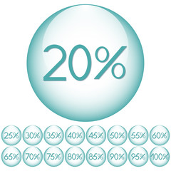 Set of icons with percent for your design. Vector illustration.