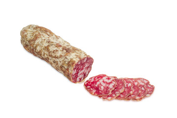 Salami on a light background