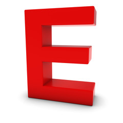 Red Capital E - 3D Letter E Isolated on white