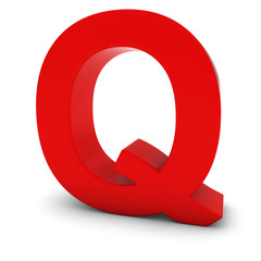 Red Capital Q - 3D Letter Q Isolated on white