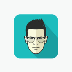 Face of a guy with glasses - flat design