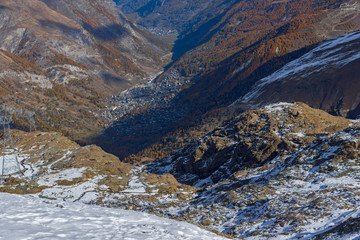 Fototapeta na wymiar Zermatt Resort view down upon, Alps, Canton of Valais, Switzerland 