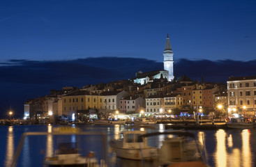Fototapeta na wymiar Port of Rovinj in the evening in Croatia
