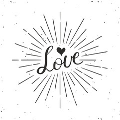 Valentines Day greeting card. Modern calligraphy. Hand drawn design elements. Handwritten lettering.