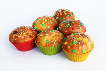 Appetizing delicious homemade muffins. Sweet tasty cupcakes.