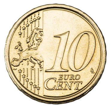 Old ten cents euro coin.