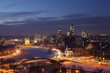 Fototapeta na wymiar Evening panorama of Vilnius