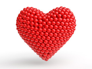 Obraz na płótnie Canvas 3d red spheres arranged to make a heart shape