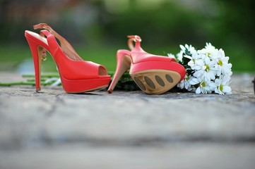 red shoes with flowers