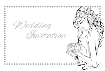 Wedding Day invitation with beautiful fiancee