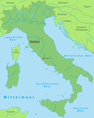 Obraz premium Włochy na zielono (z etykietą) - mapa