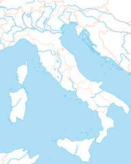 Italien mit Regionen in Weiß - Landkarte