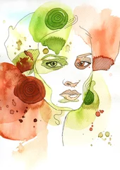 Garden poster Painterly inspiration Akwarelowy portret kobiety