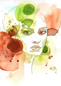 Akwarelowy portret kobiety