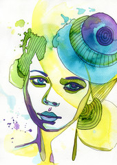 Akwarelowy portret kobiety © bruniewska