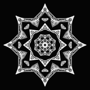 White star pattern with hand-drawn elements on black