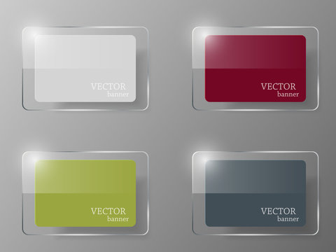 Glass banner set. Vector illustration.