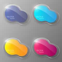 Glass banner set. Vector illustration.