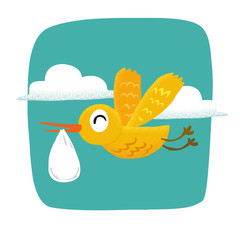 Bird flying inthe sky with baggage