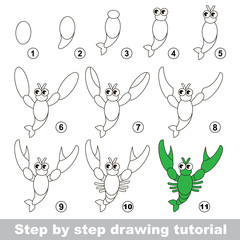 Drawing tutorial. How to draw a Crayfish