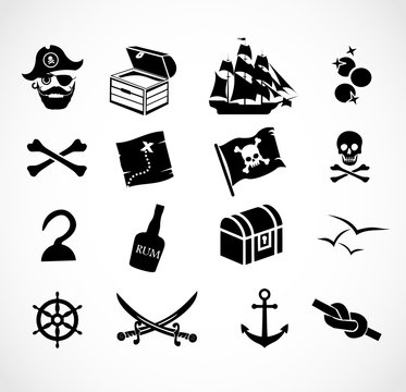 Pirate icon set vector
