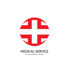 Naklejka na ściany i meble Medical cross vector logo concept illustration. Medicine symbol. Apotheke vector logo sign. Vector logo template. Design element.