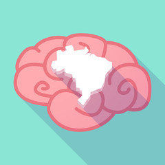 Long shadow brain with  a map of Brazil