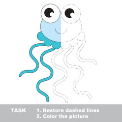 Jellyfish to be colored. Vector trace game. 