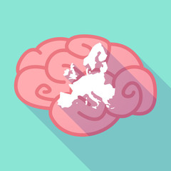 Long shadow brain with  a map of Europe