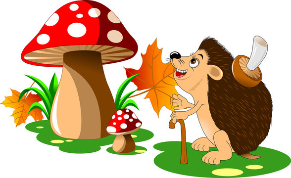 hedgehog and mushroom