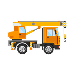 Building under construction crane machine technics vector illustration
