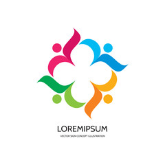 Teamwork vector logo concept illustration. People group logo sign. Social media logo sign. Friendship logo sign. Vector logo template. Design elements.