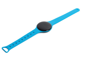 Blue smart watch close up isolated on white background