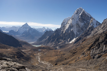 Ama Dablam mountain peak and Arakam mountain peak from Chola pas