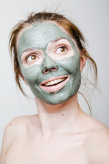 Healthy skin. The mask of blue clay