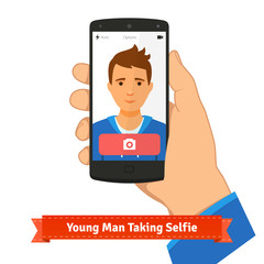 Young man taking selfie photo picture