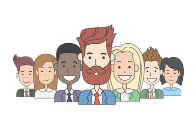 Businessmen Boss With Group Of Business People Team 