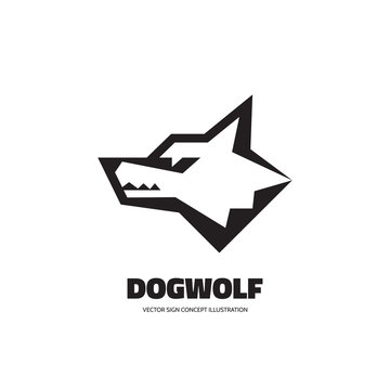 Wolf head - vector logo concept illustration. Dog head - vector concept illustration. Wilde animal graphic illustration. Vector logo template.