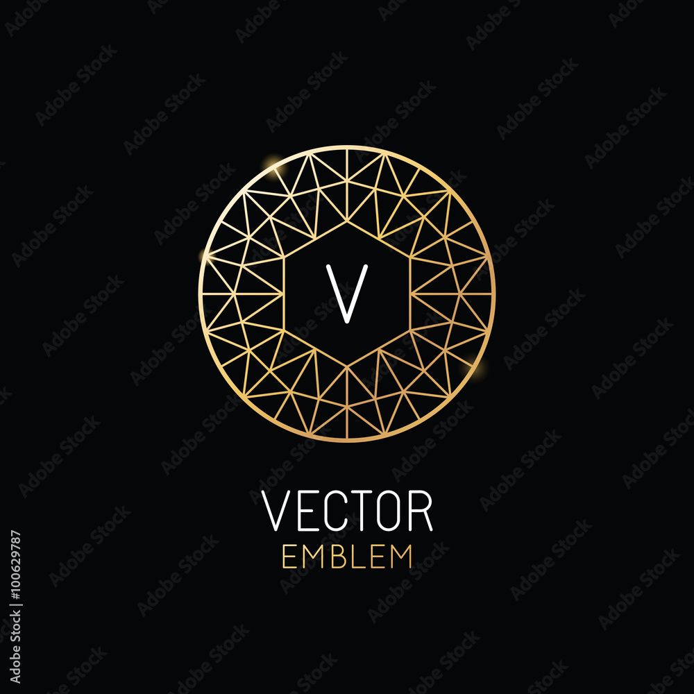 Poster vector abstract luxury logo design template in trendy linear sty