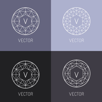 Vector set of abstract jewelry logo design templates
