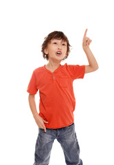 young asian boy on white background