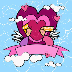 Couple Heart Shape Love Banner Greeting Card