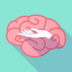 Long shadow brain with a hand offering