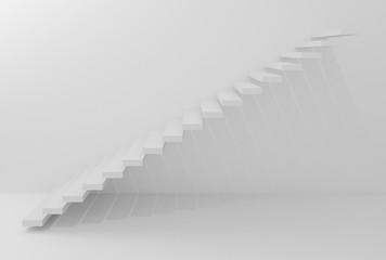  white stairs in white room , 3d render