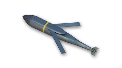 Cruise missile, bomb isolated on white background