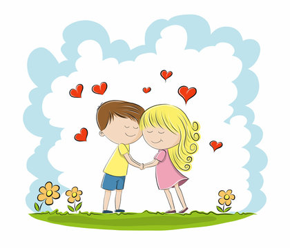 Two people in Love, hand draw sketch